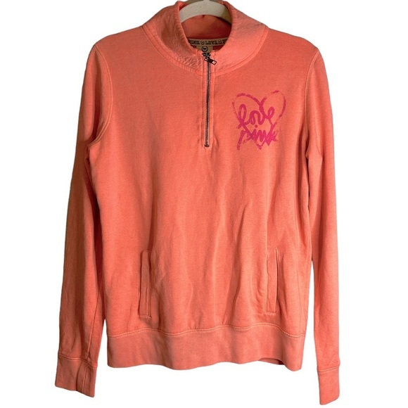 Victorias Secret‎ VS Pink Pulllover Sweatshirt Size Small Orange And Pink - Picture 1 of 8
